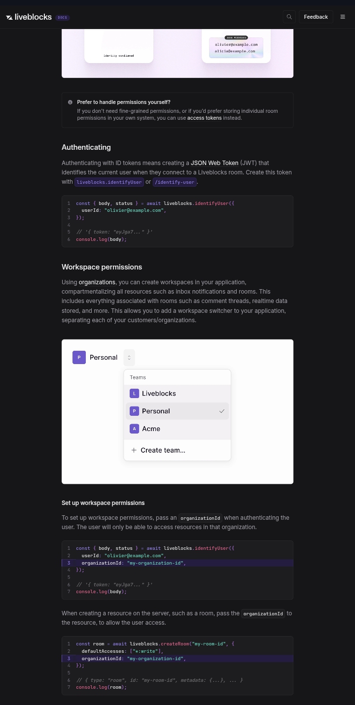 Liveblocks organization context